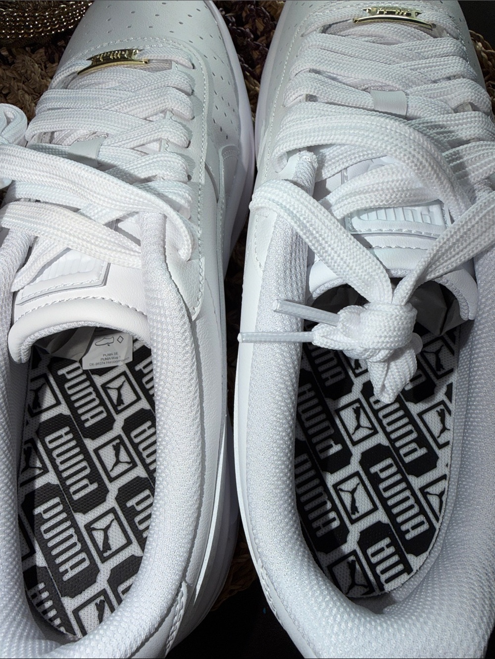 Puma White Low-Top Sneakers with Gold Lace Accents - Picture 7 of 9